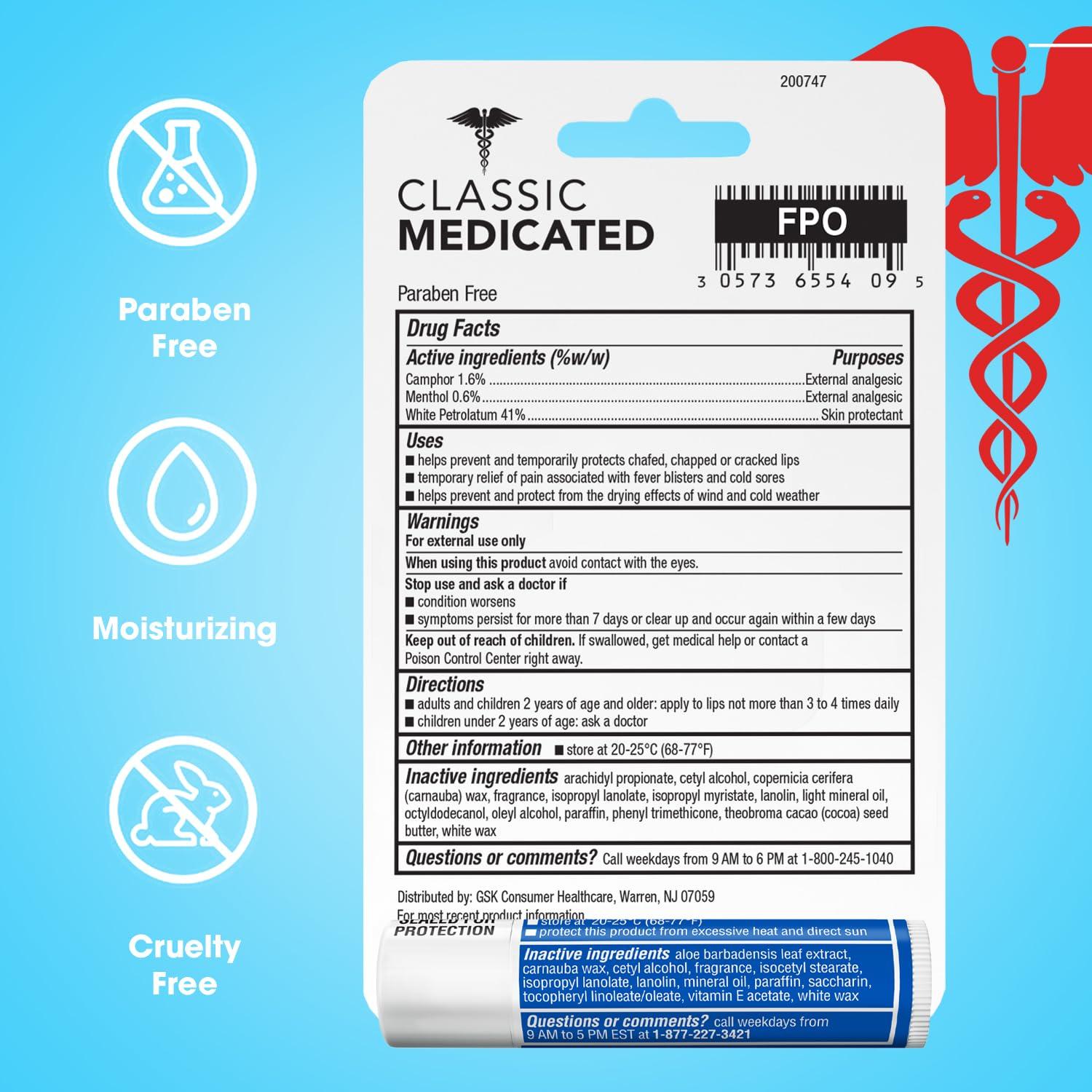 ChapStick ChapStick Dry Lips & Cold Sore Pain Relief Bundle Classic Medicated ChapStick 3-Pack + Original Moisturizer Lip Balm with SPF 15, 0.15 Oz Ea (4 Piece Set)