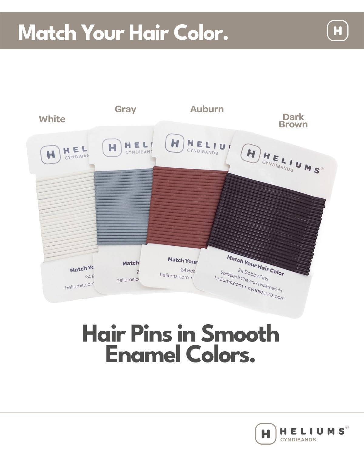 Heliums Heliums Large Bobby Pins - Dark Brown - 2.5 Inch Extra Long Straight Hair Pins, Enamel Coated - 24 Count