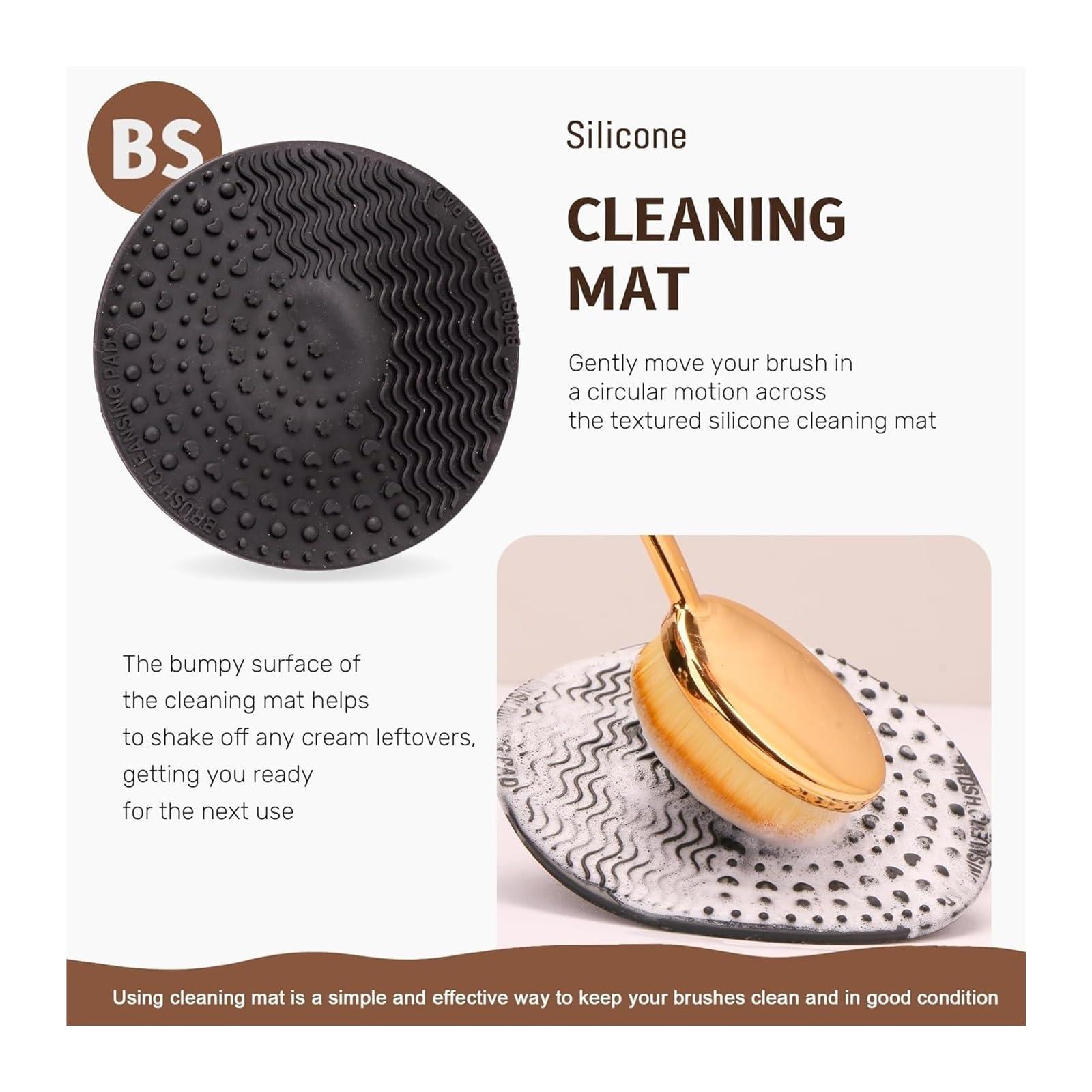 BloomBlend BloomBlend Sunscreen Brush Set - Sunblock Applicator for Kids, Babies, Families, Adults, Parents,Child-Safe Face and Body, Portable with Protective Caps and Cleaning Mat(Black/Rose Gold)(Black)