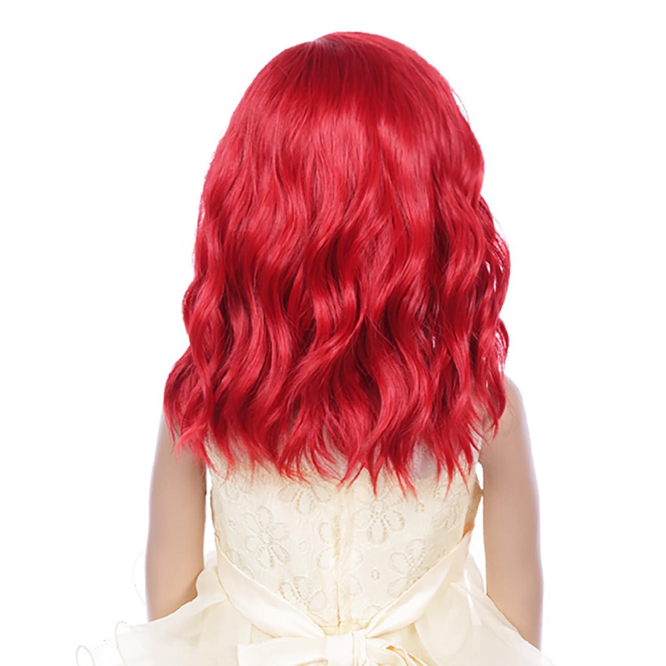 DUDUWIG DUDUWIG Red Wig for Girls Kids Short Red Wavy Curly Bob Wigs Child Red Side Part Wig Synthetic Hair Wigs for Halloween Costume Cosplay