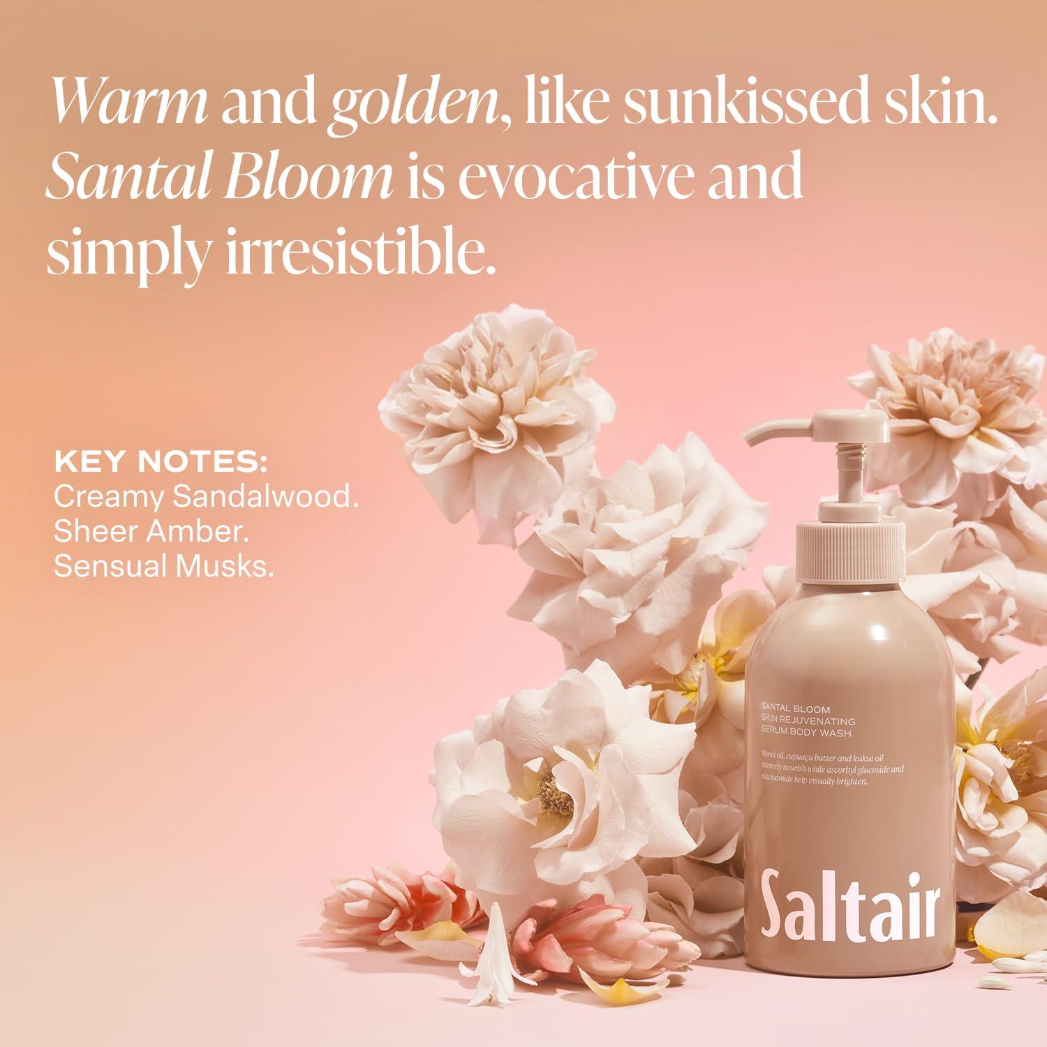 Saltair Saltair Body Wash, Santal Bloom 2-Pack. Moisturizing Body Cleanser with Monoi Oil and Cupuacu Butter. Luxury Shower Gel for Women. Vegan, Cruelty-Free Paraben Free. 2x 17oz Pump Bottles