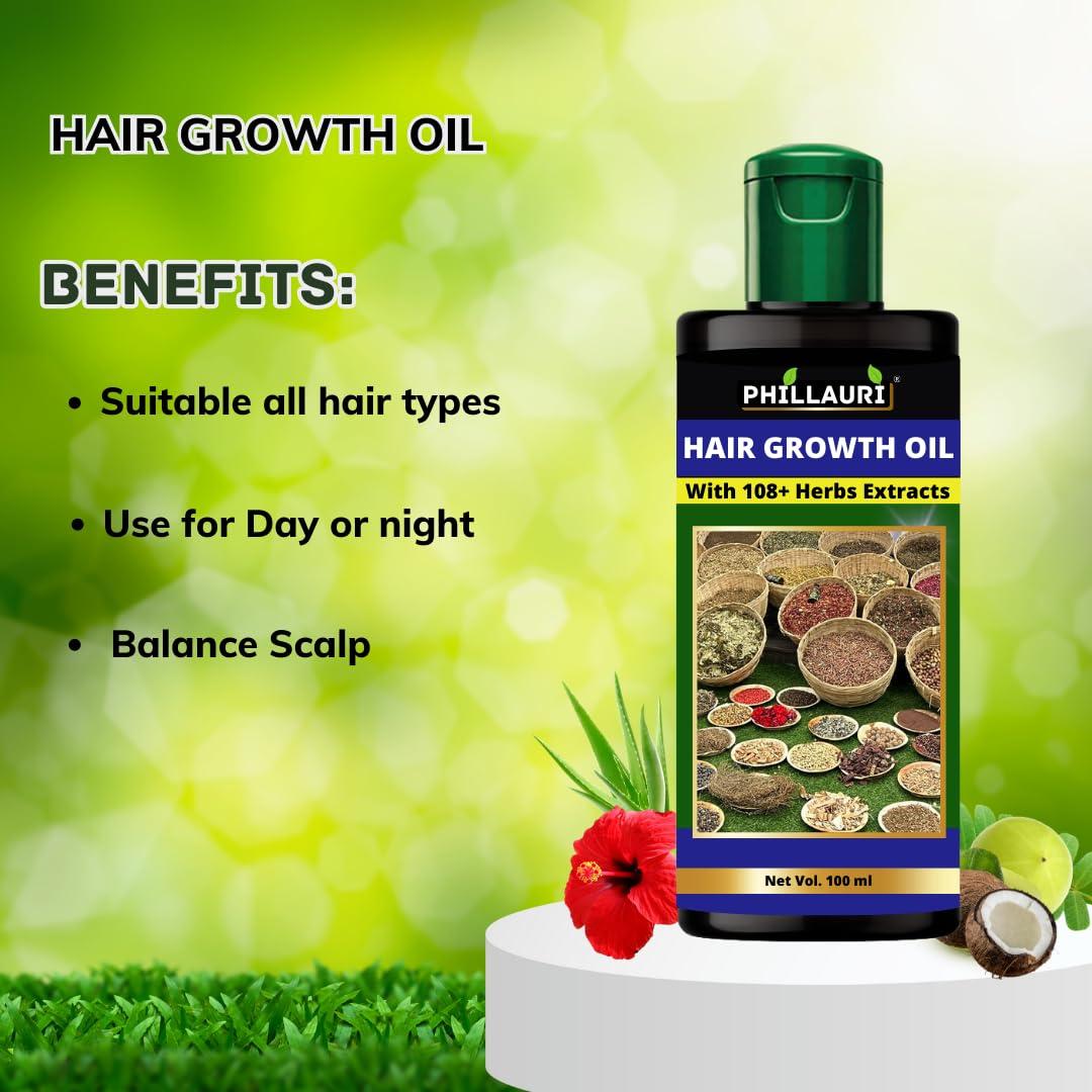 Phillauri Original Adivasi Herbal Hair Oil - 2 Pack for Hair Growth and Hair Fall Control, with 101 Rare Herbs, Unscented, 6.76 Fl Oz each, Unisex