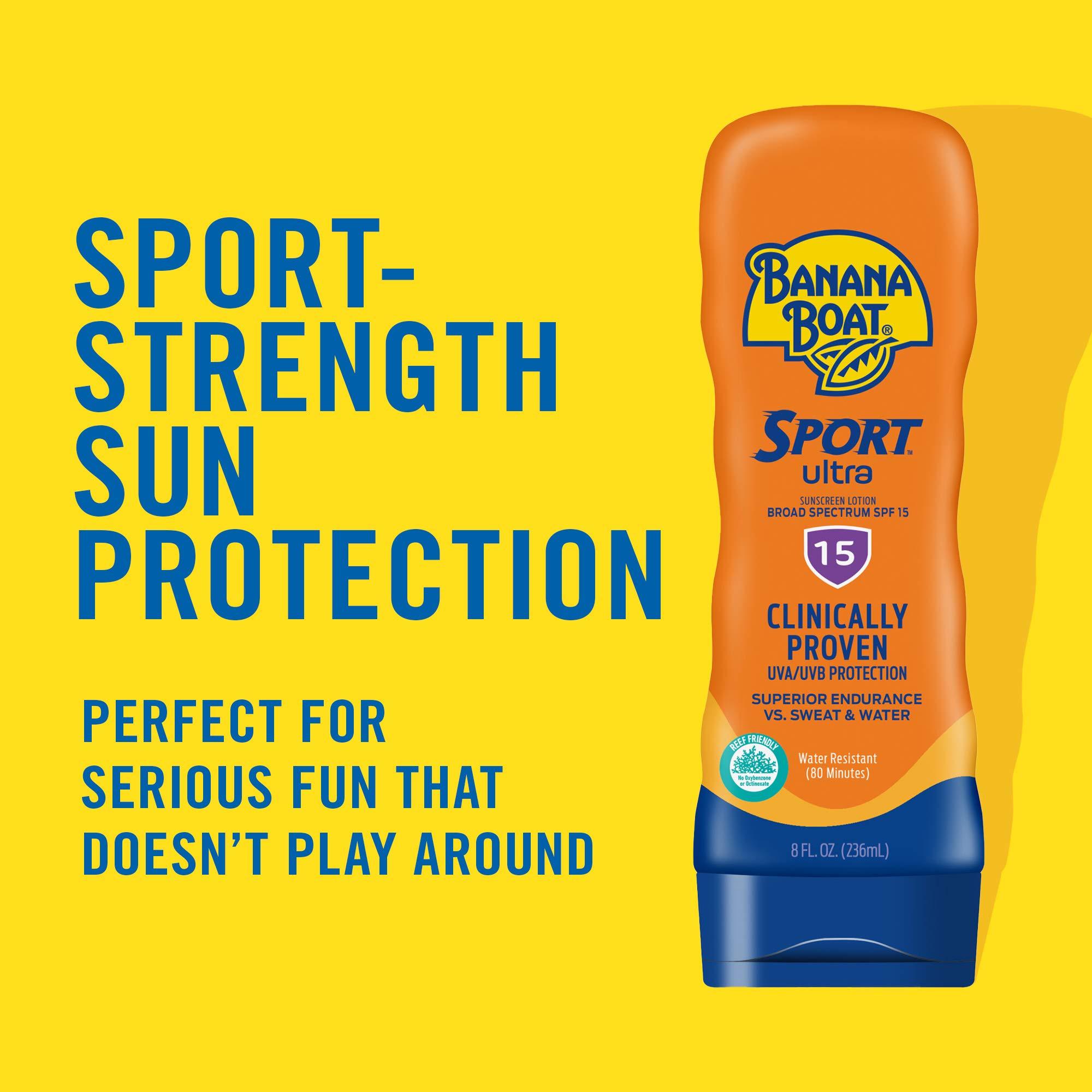 Banana Boat Banana Boat Sport Ultra SPF 15 Sunscreen Lotion 8oz Twin Pack + SPF 50 Lip Balm 2 Pack