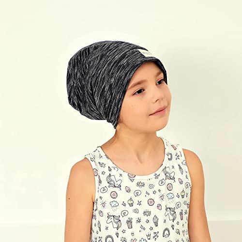 sent hair sent hair Kids Satin Lined Bonnet Silk Slouchy Beanie for Natural Hair Adjustable Sleep Bonnet Slap Cap for Kids/Child/Teens (4-10 Years Old,Black)