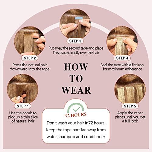 Sunya Sunya Tape in Hair Extensions Human Hair Burgundy 16 Inch Wine Red Tape in Real Human Hair #99j Seamless Skin Weft Tape in Hair Extensions #Burgundy 40g 20Pcs/Pack