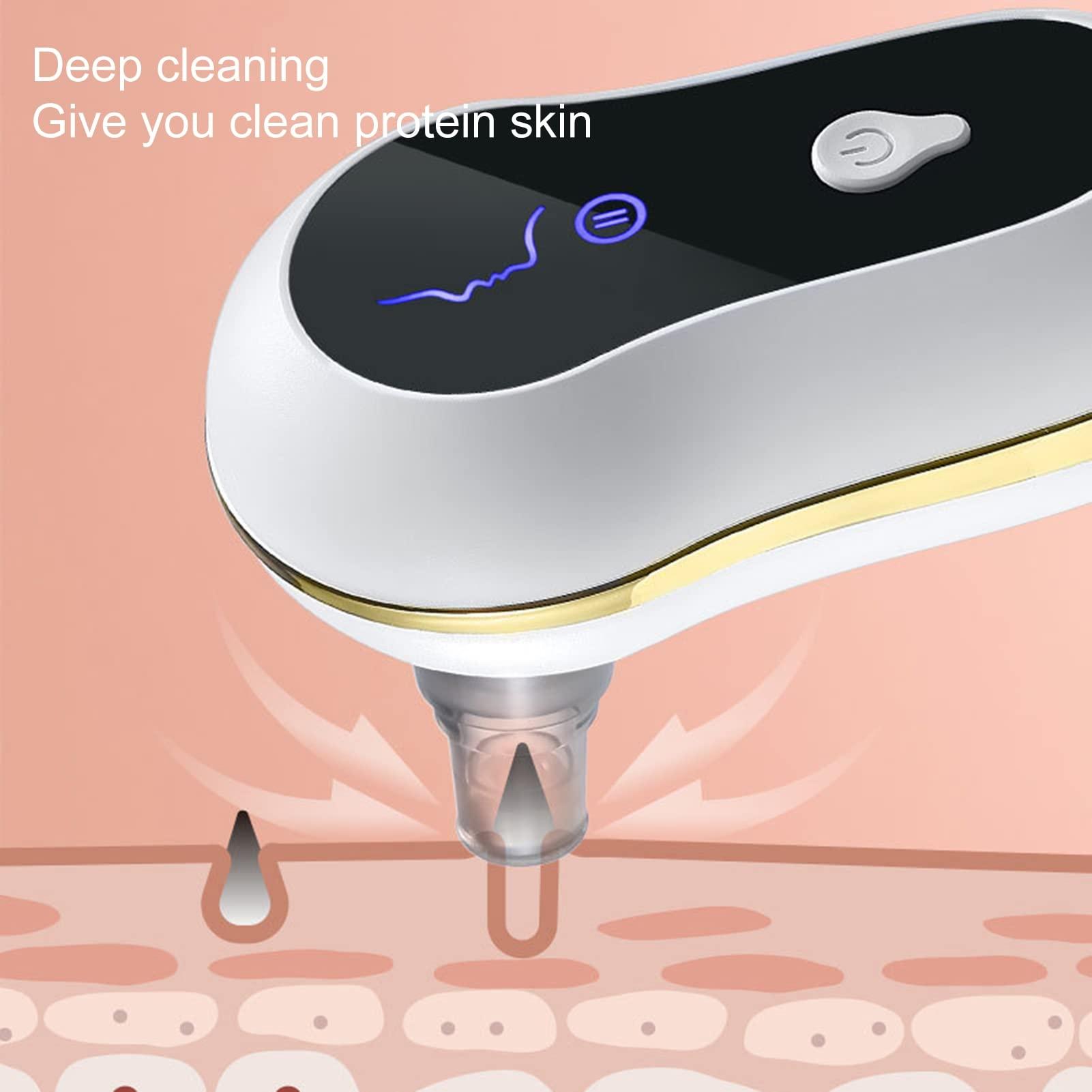 NEREIDS NET Blackhead Remover, Pore Cleaner, Pimple Cleaner,500mAh 3 Modes 5 Sucker Blackhead Remover USB Rechargeable Vacuum Face Pore Cleaner Tool Ivory