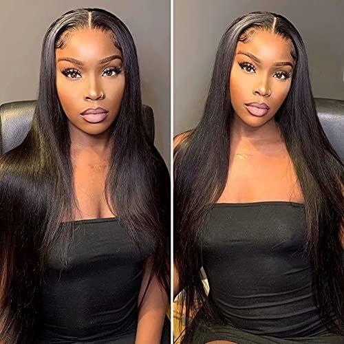 RESPAW wigs for white women, Straight Human Hair Wig 360 Lace Frontal Wigs Deep Part Lace Front Human Hair Wigs Pre Plucked With Baby Hair Brazilian Remy Straight Hair Wig 150% Density Bleached Knots HD Lace