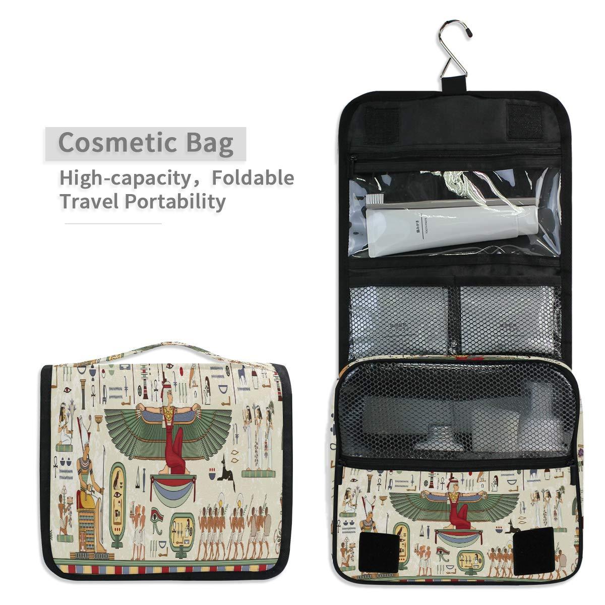 HMZXZ HMZXZ Hanging Travel Ancient Egypt Pattern Toiletry Bag Folding Bathroom Gym Organizer Portable Cosmetic Wash Bag for Women Girls