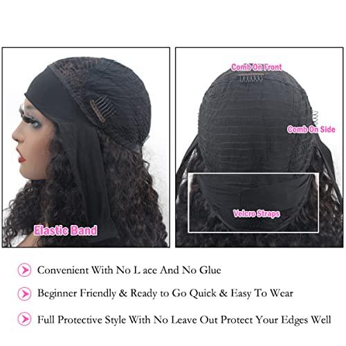 ISEE ISEE Hair Headband Human Hair Wigs 180% Density Water Wave Curly None Lace Front Wigs for Black Women Glueless Deep Wave Machine Made Wigs 22Inch