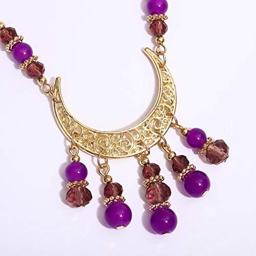 Bomine Bomine Boho Head Chain Forehead Crescent Moon Hair Chain Crystal Gypsy Jewelry Headpieces Hair Acessories for Women and Girls (Gold)