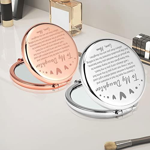 PLITI PLITI to My Daughter Compact Mirror from Mom Dad Daughter Graduation Gift Daughter Inspirational Pocket Mirror (Daughter Closed MMrg)