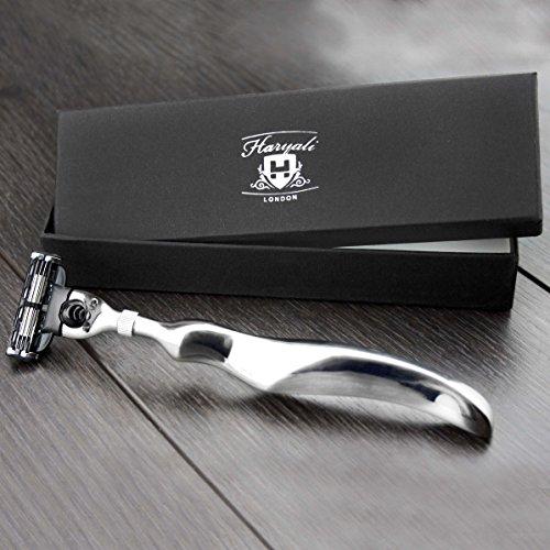 Haryali London Haryali London 3 Edge Shaving Razor With Specially Designed Lady Finger Stainless Steel Hollow Handle Perfect Safety Razor For Mens Perfect Shave