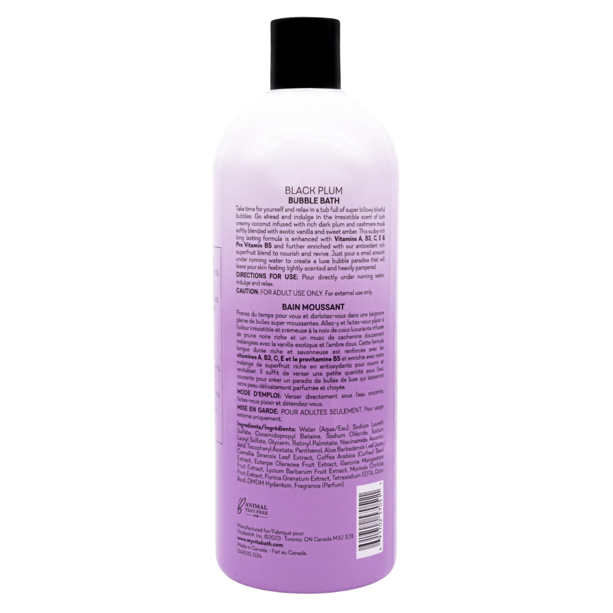 Vitabath Vitabath Black Plum Bubble Bath Rich Foaming Soak - Moisturizing & Nourishing Indulgent Suds for Women & Men All Skin Types - 33.8 fl oz 1L