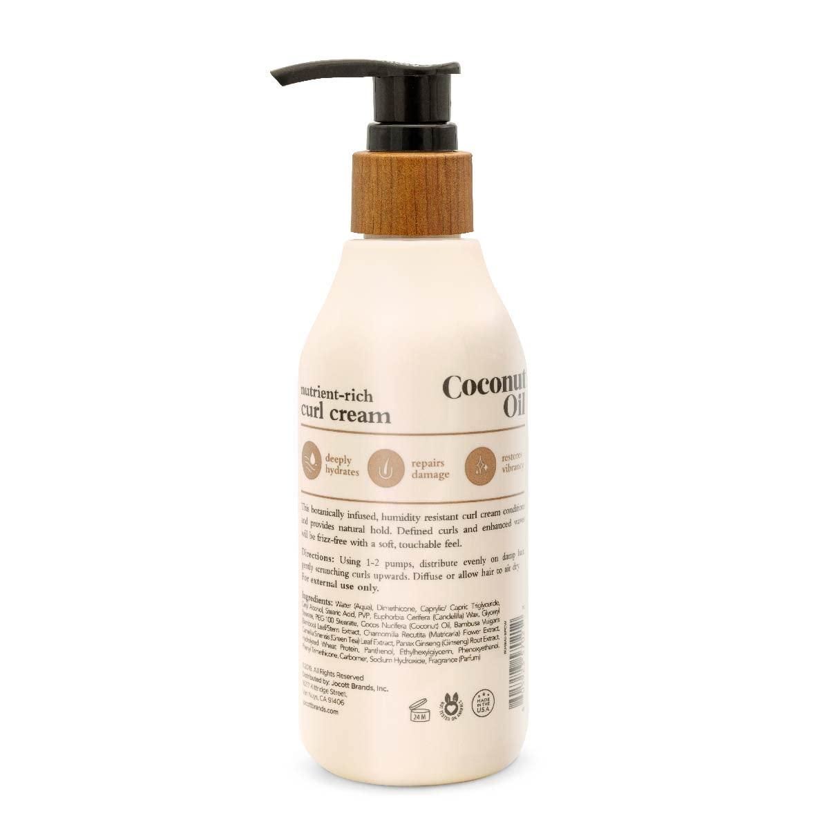 Oliology Oliology Coconut Oil Curl Cream - Defines & Enhances Curls & Waves | Botanically Infused | Conditions & Reduces Frizz | Made in USA, Cruelty Free & Paraben Free (8.5oz)