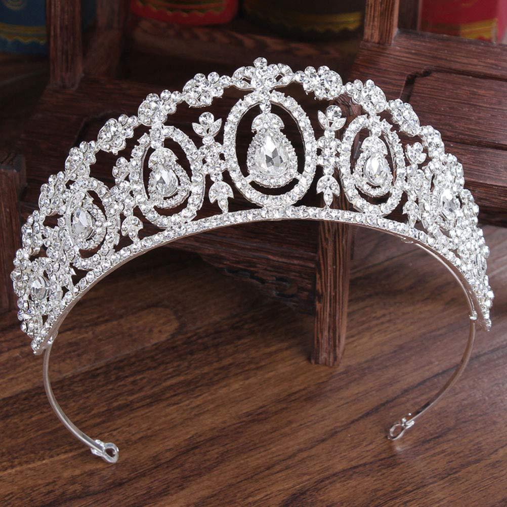 Beaupretty 1PC Baroque Bridal Crown Rhinestone Crystal Crown Tiara Birthday Crown Pageant Hair Accessories Wedding Hair Accessories for Women (Silver Rhinestone)