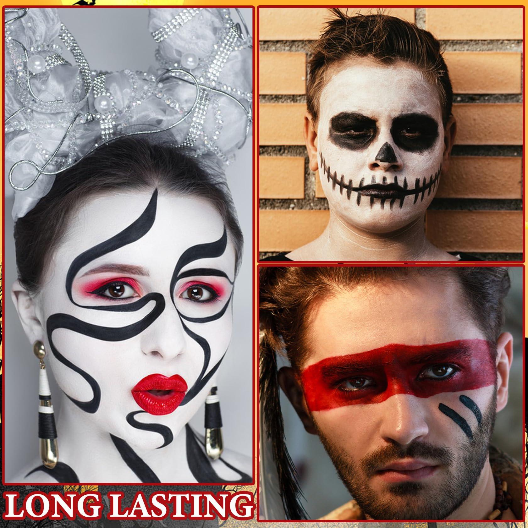 WENJLYJ WENJLYJ 3 PCS Face Body Paint Stick,Sports Eye Black Baseball Stick Professional Eyeblack Face Paint Halloween SFX Goth Makeup for Sports Clown Festival Cosplay CostumeWhite+Black+Red
