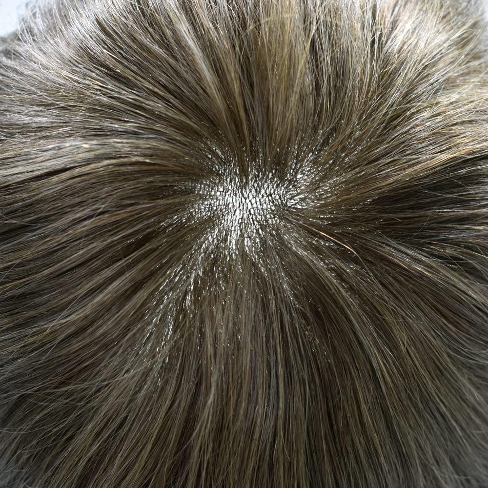 Generic Generic Hair Piece For Mens Toupee Human Hair Replacement System For Men Hairpieces Poly Toupee Hair Systems Protesis Capilar Para Hombre 8X10#4 Medium Brown 100% Density