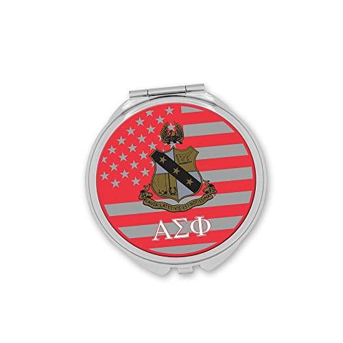 greeklife.store greeklife.store Alpha Sigma Phi Fraternity Compact Cosmetic Double Makeup Pocket Round Portable Mirror (Alpha Sigma Phi #2)