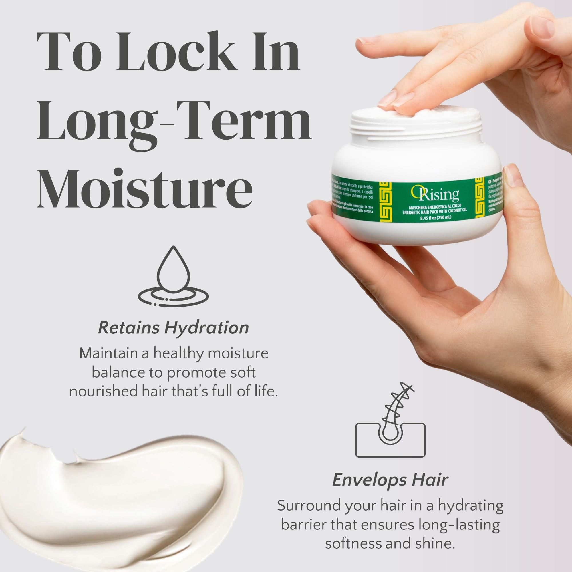 Orising Orising Hydrating Hair Mask for Dry Hair - Made in Italy - Deep Conditioner for Dry Damaged Hair, Virgin Coconut Oil & Oat Conditioning Hair Treatment for Dry Damaged Hair, Hair Moisturizer (8.45 Oz)