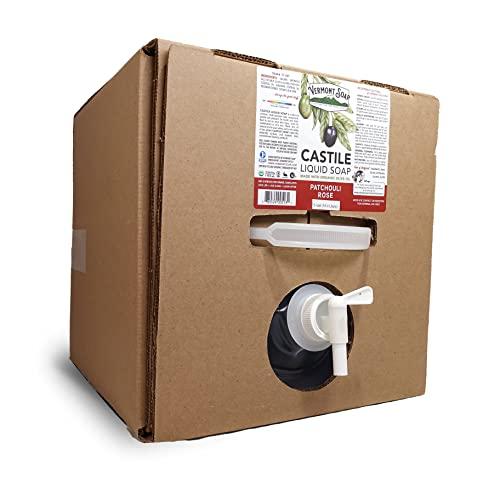 VERMONT SOAP Vermont Castile Soap Patchouli Rose, Gentle Liquid Soap for Sensitive Skin & Natural Body Wash, Organic Hair Shampoo for Oily Hair, Aloe Castile Soap for Men & Women - 5 Gallon