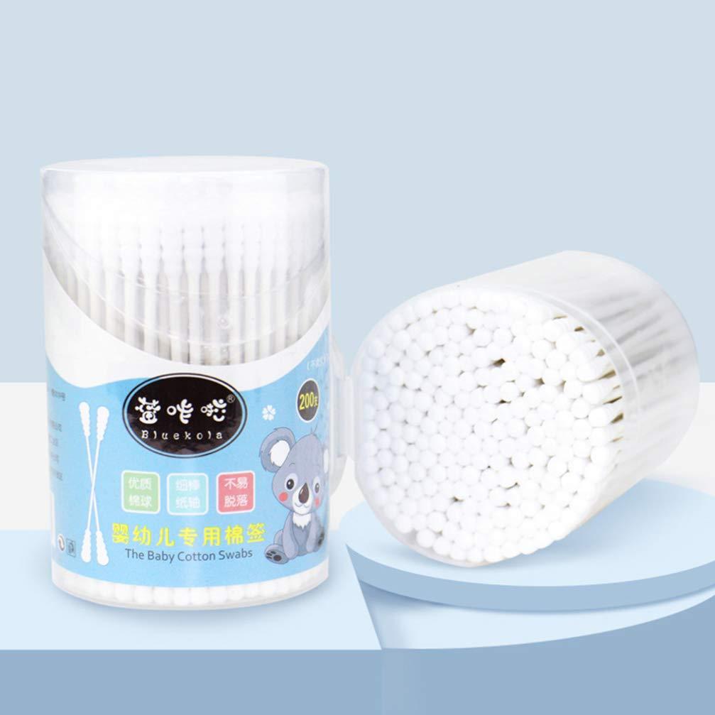 EXCEART Baby Cotton Swabs 2 Box 400Pcs Baby Safety Swabs Double Spiral Tips Cotton Swabs Paper Sticks Natural Cotton Buds Ear Cleaning Swabs White (200Pcs in 1 Box) Pointed Cotton Swabs