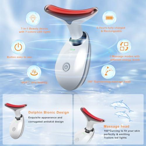 ayattecy Facial and Neck Device with Vibration, 7 Color Led Face and Neck Beauty Device for Home Use, Multifunctional Facial Skin Care Tools, Neck Face Lifting Device