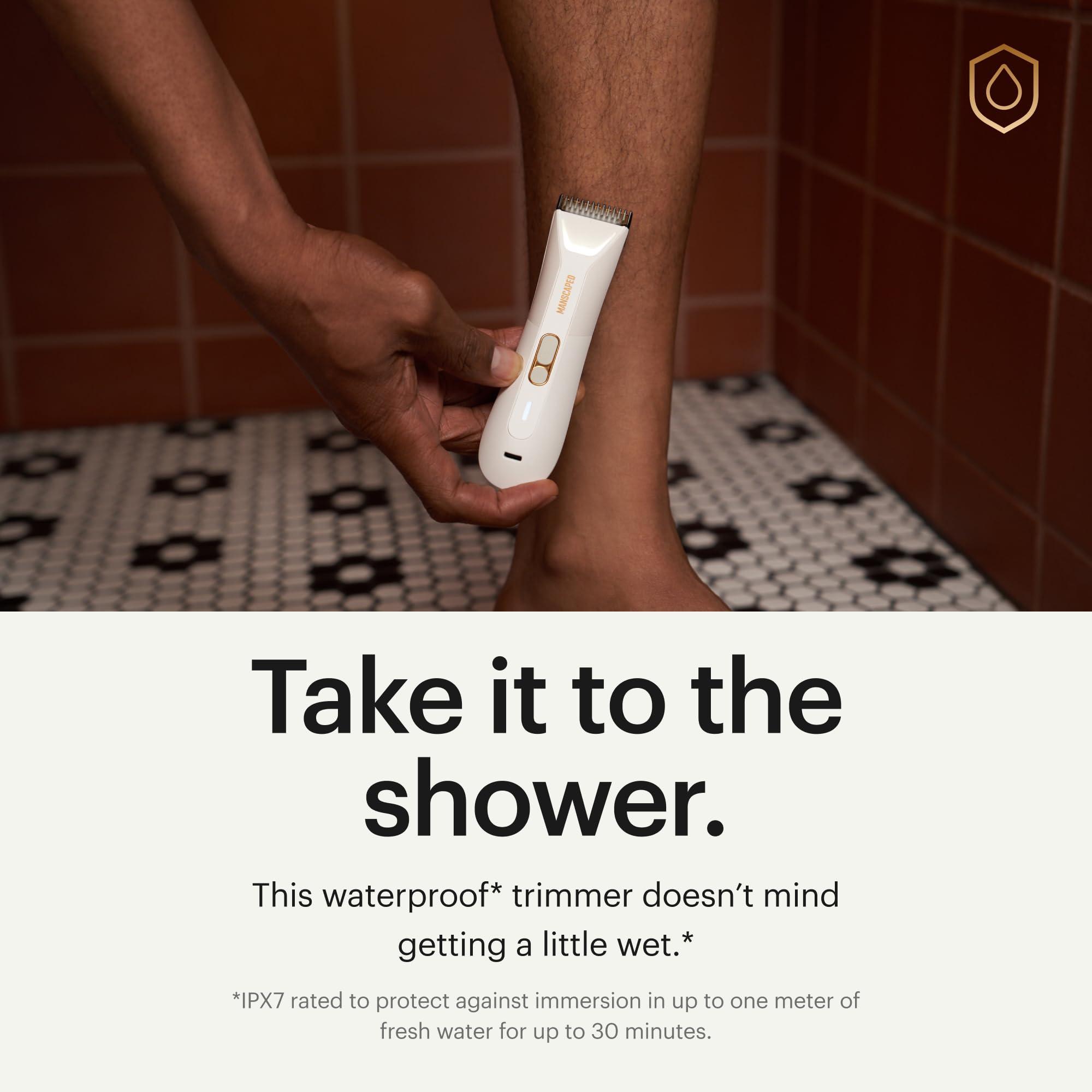 MANSCAPED MANSCAPED The Lawn Mower 5.0 Ultra Men\'s & Women\'s Groin & Body Hair Trimmer Dual-Head SkinSafe Trimmer & Foil Blades, Waterproof Wet/Dry Groomer, USB-C Rechargeable with Travel Case, White