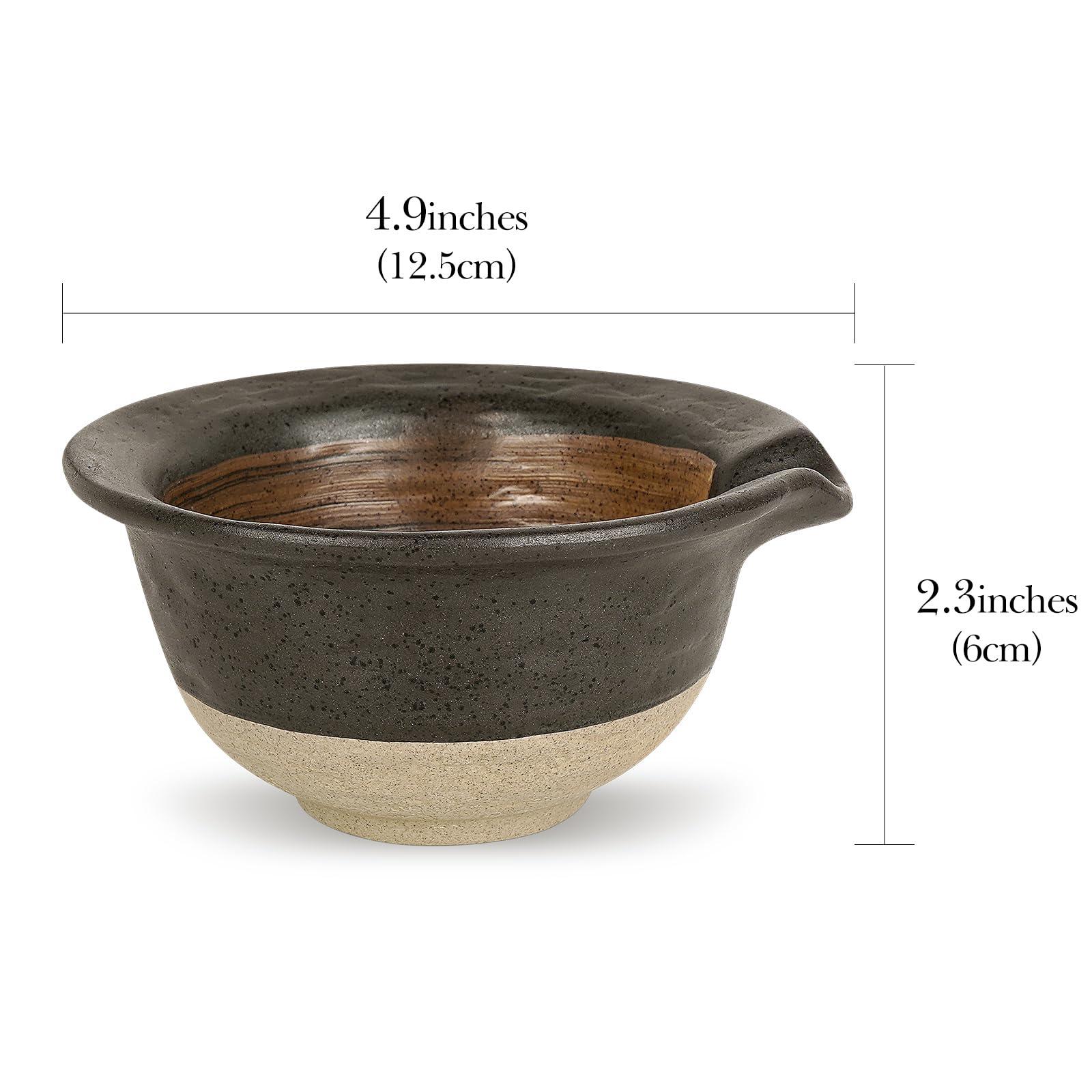 Linkidea Linkidea Inside Rough Ceramic Texture Shaving Bowl, Shaving Soap Lather Cup for Men, Beard Wet Razor Shave Cream Bowl (Black)