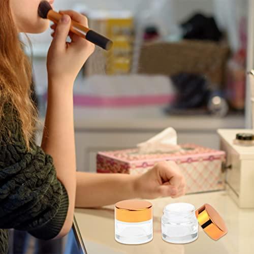 Wresty Wresty 10 Gram Glass Cosmetic Containers 19 Packs Round Sample Jars Cosmetic Cream Bottles Makeup Pots Container Vials (gold lids)