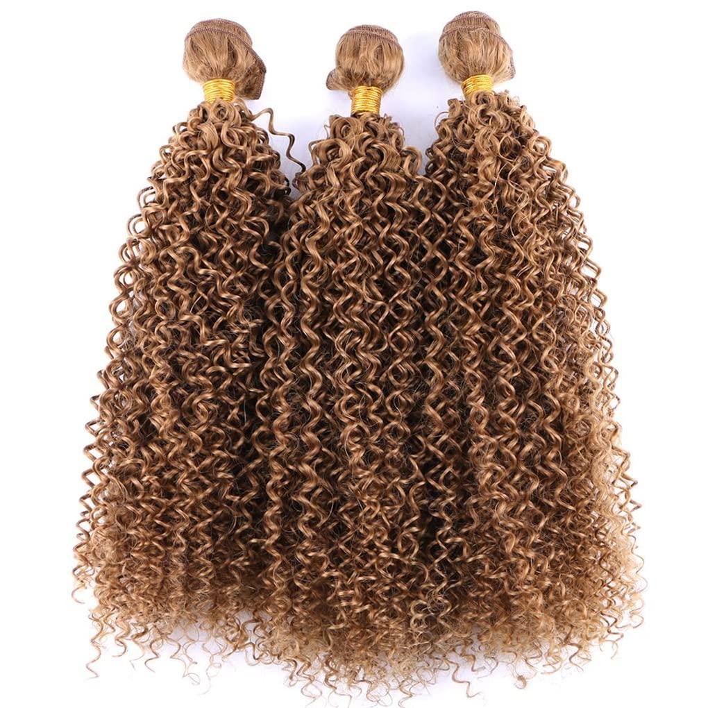 Qinhange Kinky Curly Hair Weave Bundles 100 Gram/Piece High Temperature Synthetic Hair Extensions For Africa Women #1B 20 Inch 3 pcs