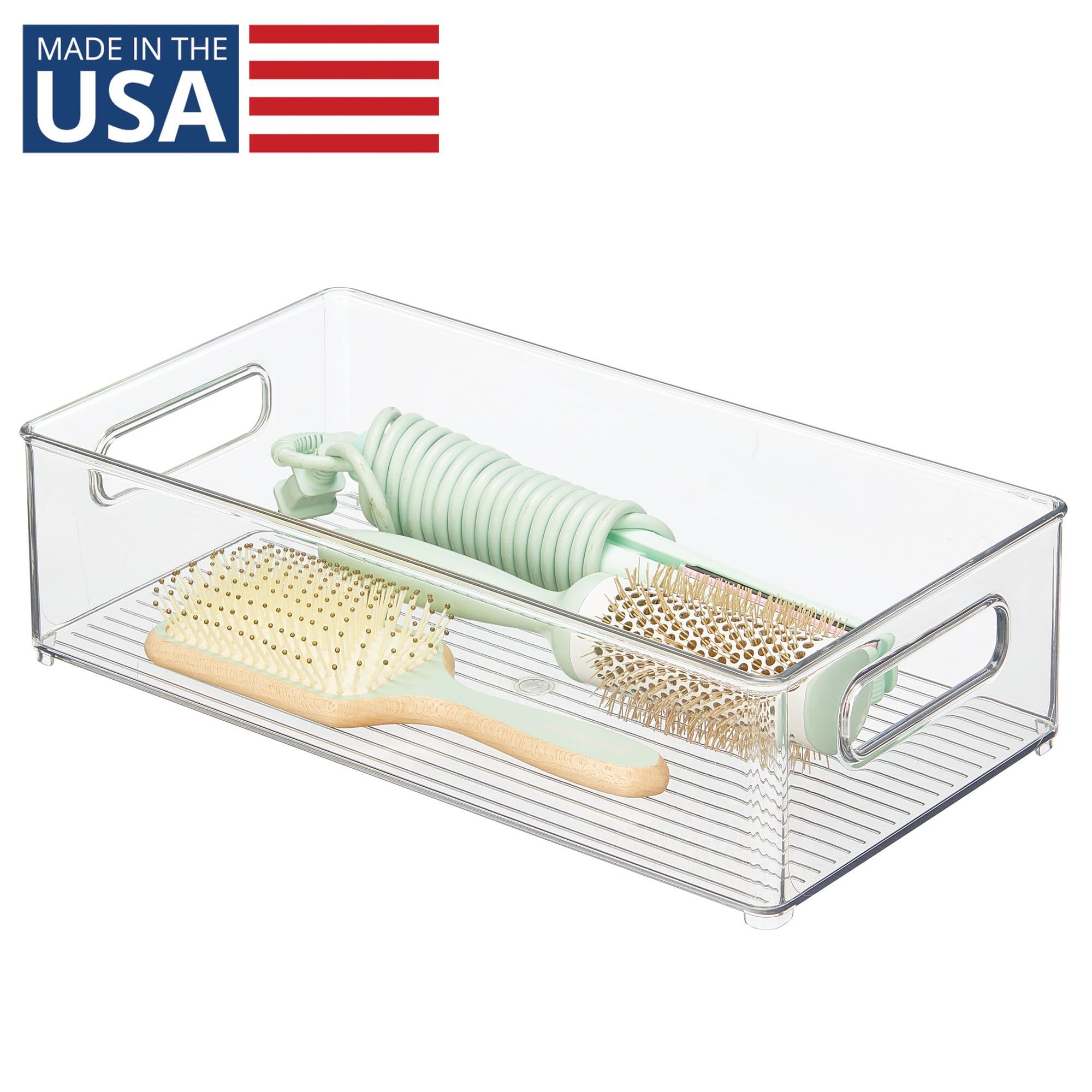 iDesign iDesign Stackable Bathroom Storage Bin with Handles for Makeup and Accessories, Clear, Made in USA