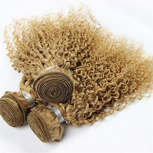 Generic Honey Blonde Malaysian Kinky Curly Human Hair Weave Bundles Pure 27 Strawberry Blonde Curly Human Hair 3 Bundles Lot Kinky Curly Light Brown Hair Extensions Double Wefts 10-30" (16 18 18)