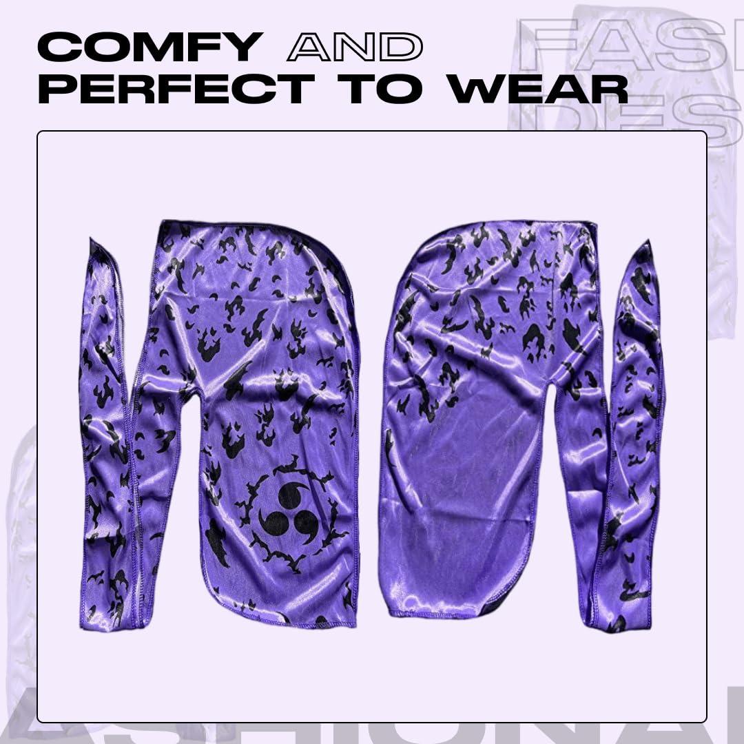 FOR KINGS. BY KINGS CROWN LMTD SUPPLY Anime Durag and Silk Bonnet 2pcs Set for Men Women, Silky Design Satin with Fabric Comfort Compression, Cursedmark