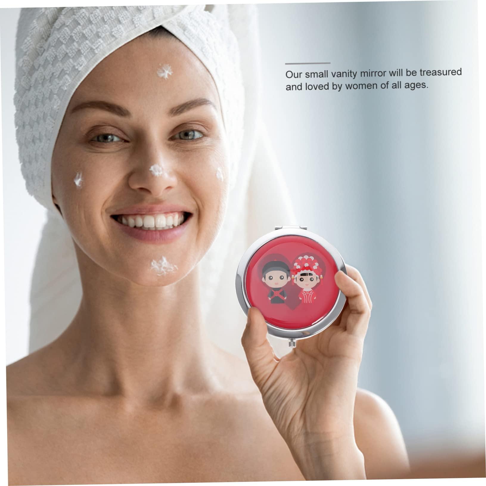 Mikinona Mikinona 2pcs Small Mirror Purses Makeup Light Mirror Vintage Mirror Ladies Wallet Vanity Mirror Mini Tote Bag Makeup Mirror Travel Wallet The Tote Bag Compact Mirrors Red Silver Mirror