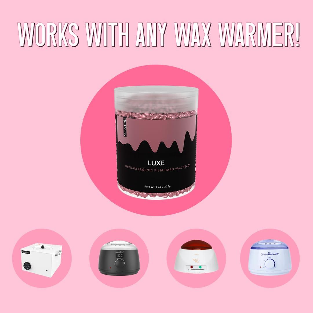 Miss Cire Miss Cire Metallic Pink Hypoallergenic Vegan Hard Wax Beads - Painless Hair Removal Peel-Off Wax - No Strips Needed - Low melting Point - Ultra Smooth - For Sensitive Skin - Face and Body - 8 Oz