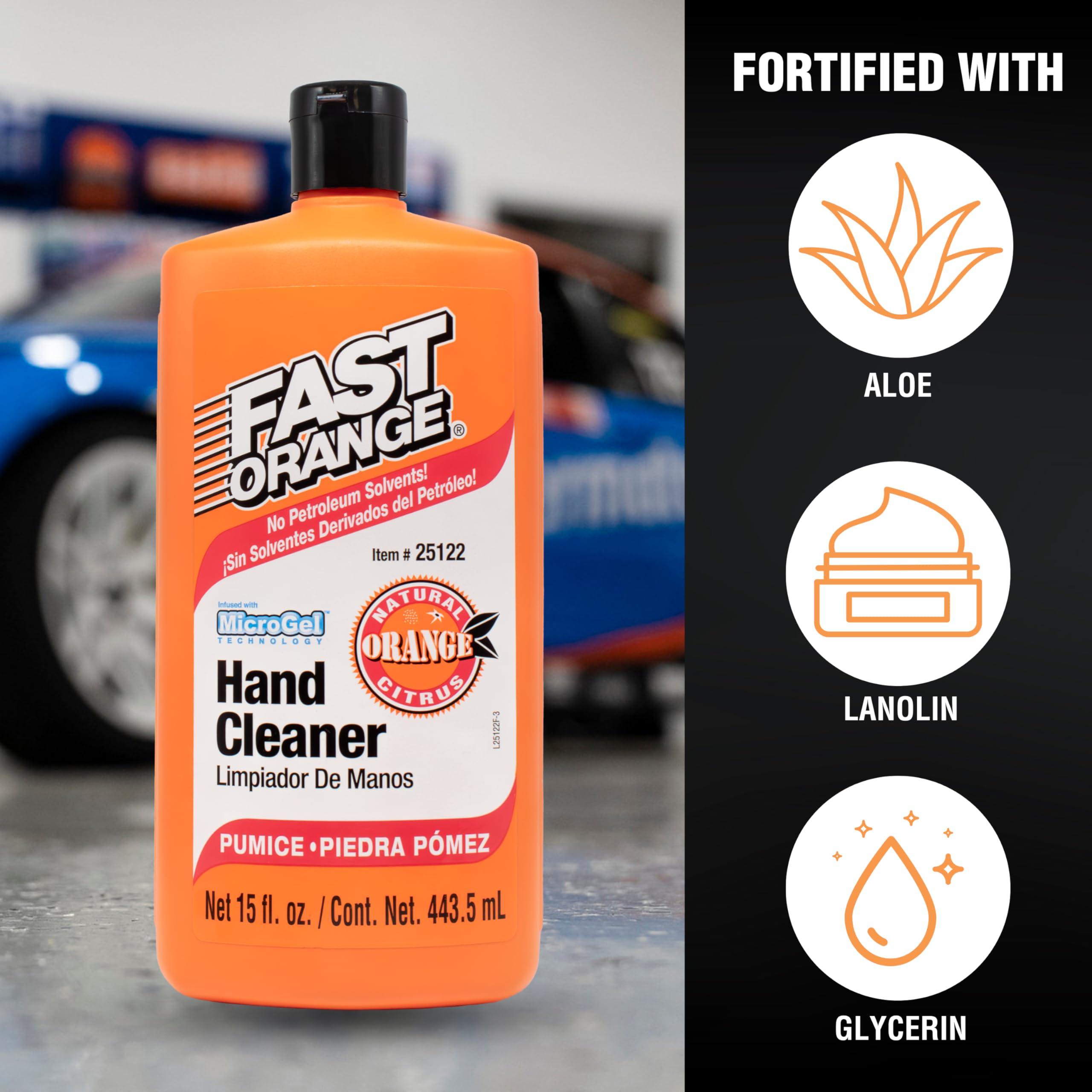 Fast Orange Fast Orange 25122 Pumice Lotion, Heavy Duty Hand Cleaner, Natural Citrus Scent, Waterless Cleaner For Mechanics, Strong Grease Fighter, 15 oz