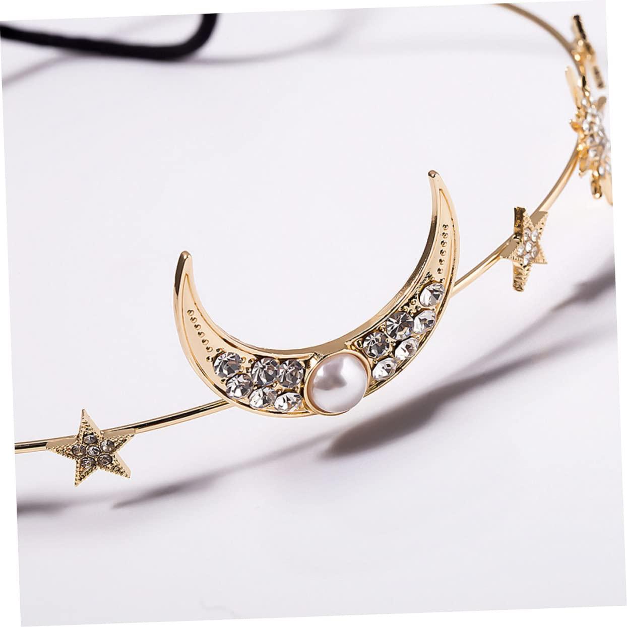 Beatifufu Beatifufu 1pc Bridal Headdress Stars Moon Crown Rhinestone Tiara for Wedding Bridesmaid Hair Accessory