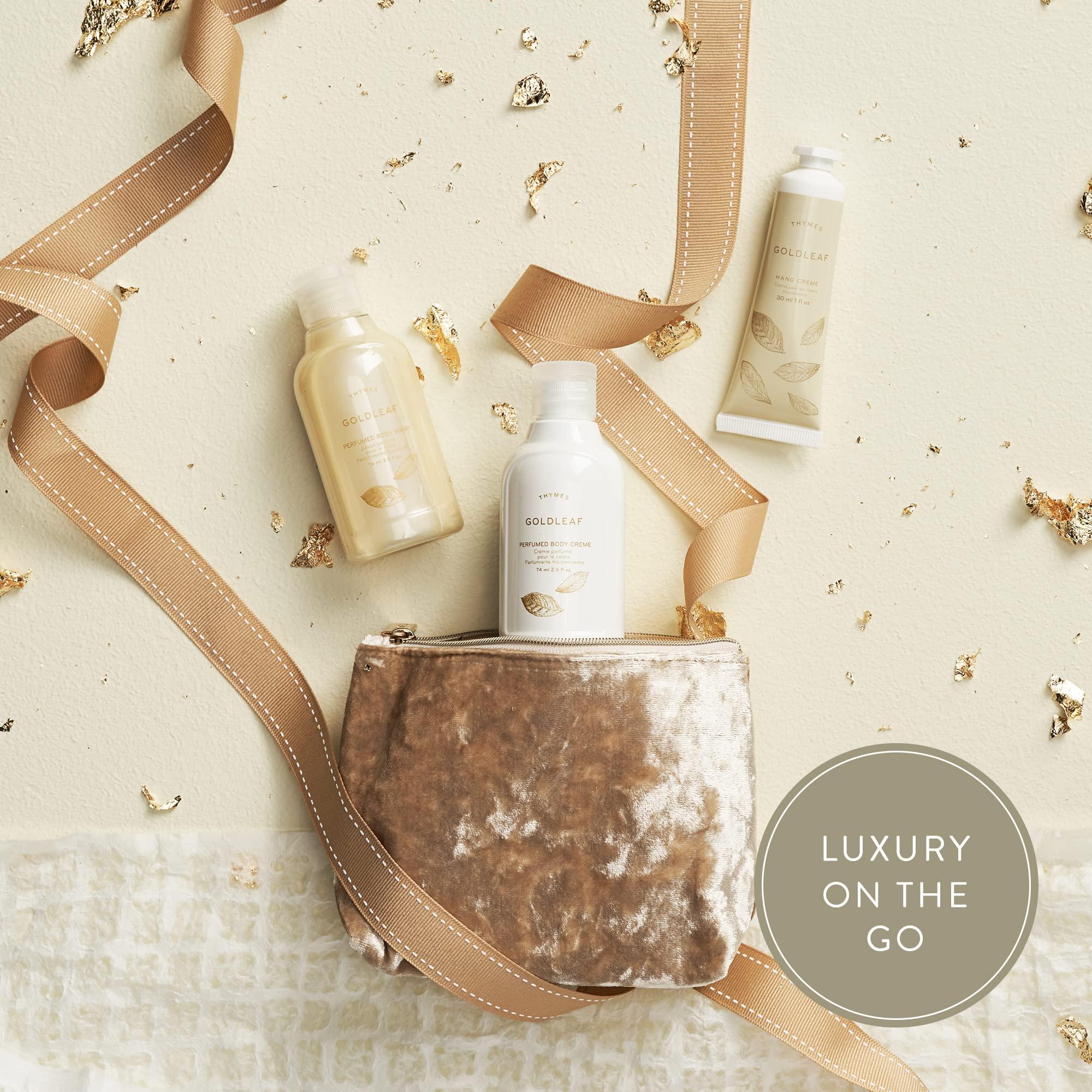 Thymes Thymes Perfumed Travel Set and Beauty Bag - Contains Body Wash, Body Lotion & Hand Cream - Goldleaf