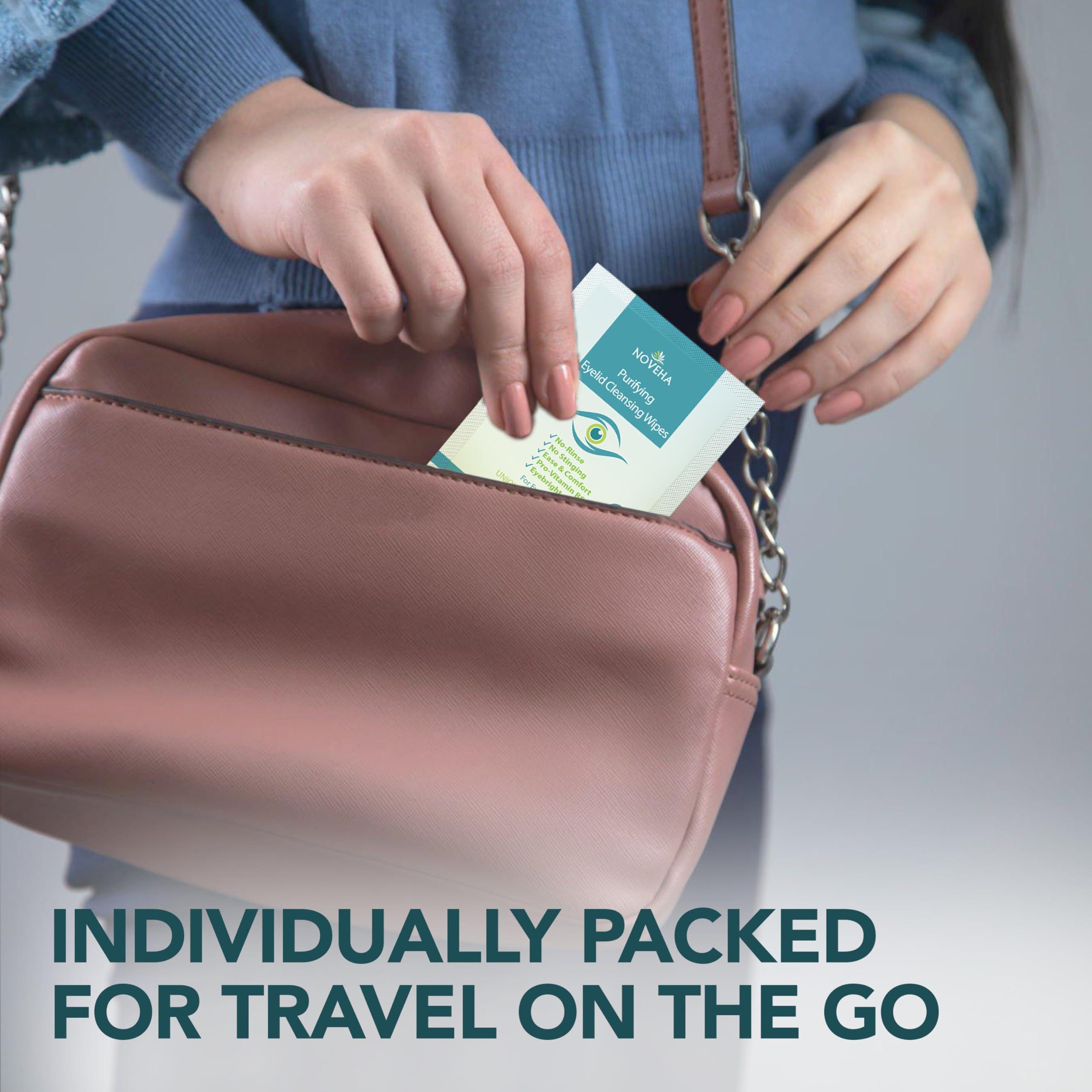 NOVEHA NOVEHA Eyelid & Lash Wipes | For Itchy, Dry Eyes, Styes & Blepharitis, Demodex | lid and lash Cleansing Wipes, Hypoallergenic & Soothing For Sensitive Eyes, Pack of 60