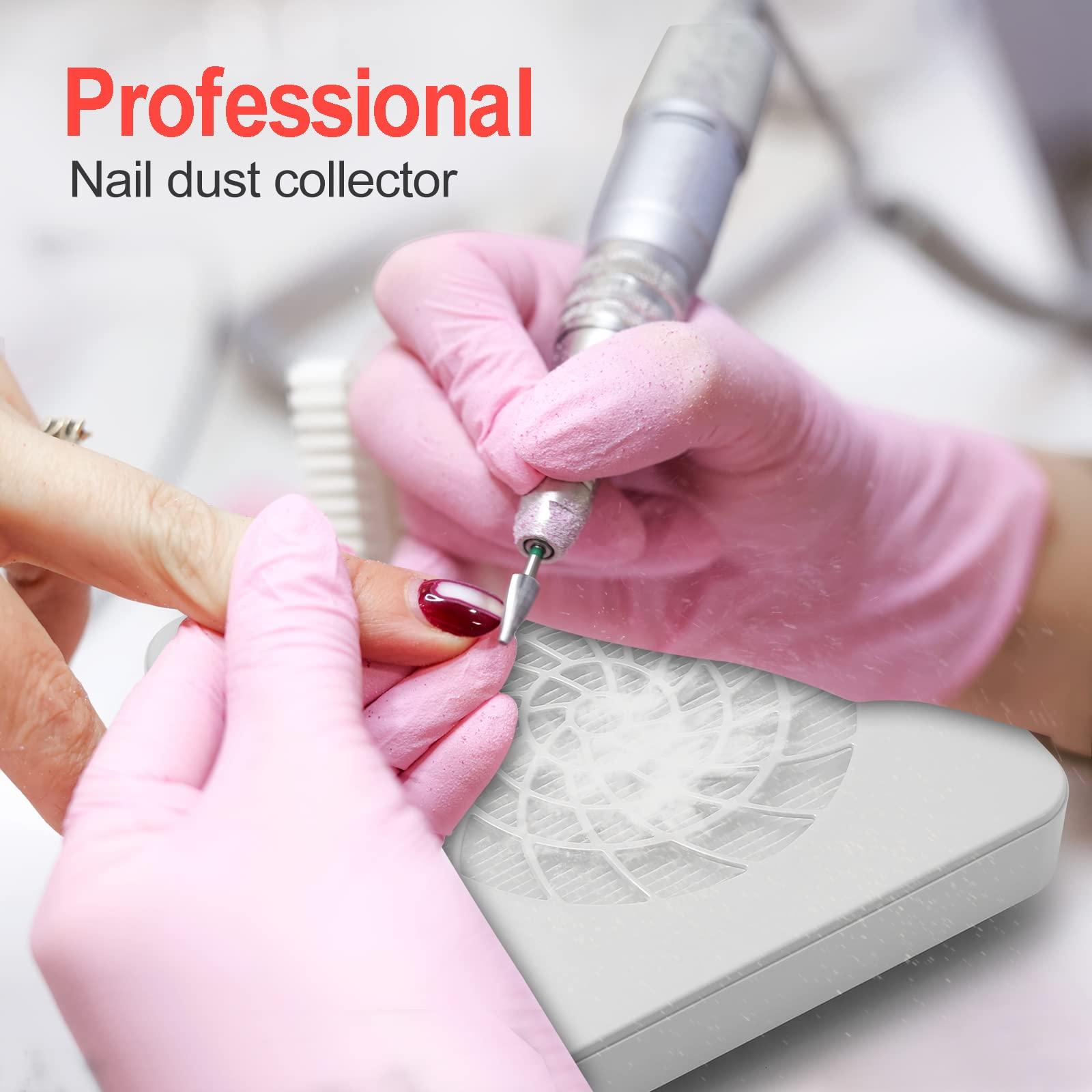 Ludysic Nail Dust Collector with Reusable Filter, Nail Extractor Vacuum Acrylic Nail Dust Cleaner with Powerful Nail Vacuum Fan,Perfect for Home and Salon, Low Noise (White)