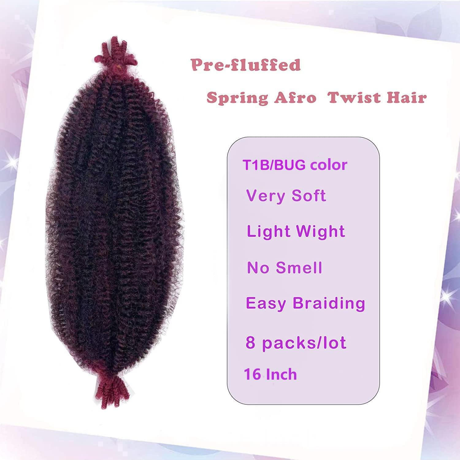 poetically Marley Twist Braiding Hair 16 Inch Pre-Separated Springy Afro Twist Hair 8 packs Wrapping Hair for Soft Locs Afro Twist Crochet Hair Braids Spring Twist for Black Women(16 Inch, T1B/BUG#)
