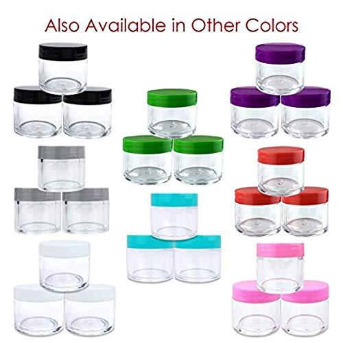 Beauticom. Beauticom 1 oz. 30G/30ML USA Acrylic Round Clear Jars with PINK Flat Top Lids for Creams, Lotions, Make Up, Cosmetics, Samples, Herbs, Ointments (180 Pieces (180 Bottoms & 180 Lids))
