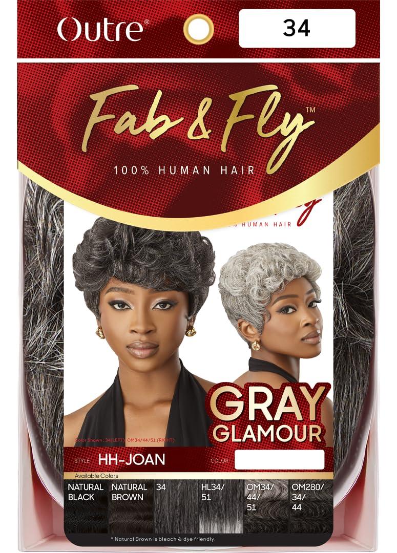 Outre Outre Fab & Fly Full Cap Wig Gray Glamour - Human Hair - Joan (NATURAL BROWN)