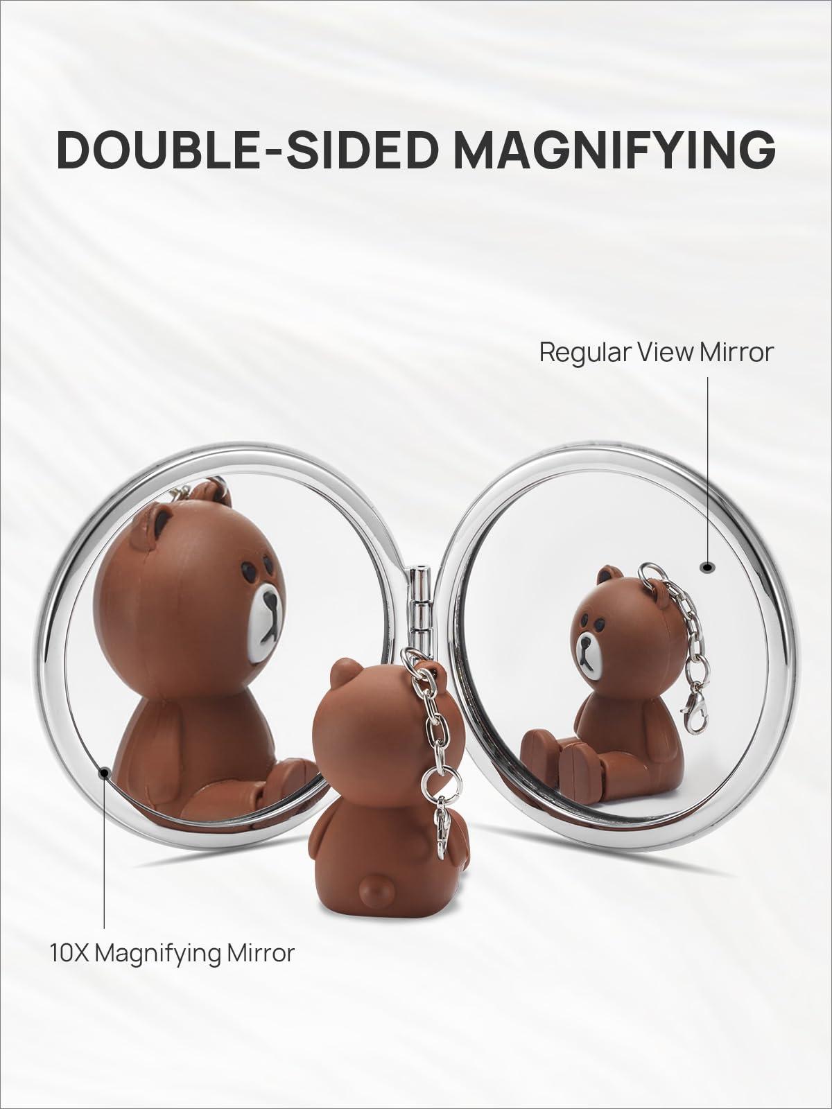 OMIRO OMIRO 1X/10X(300R) Compact Magnifying Mirror, Unique Painting Pocket Mirror with Classical PU Leather (RoundGreen Flower Mandala)