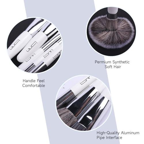 Brush Master Brush Master Travel Makeup Brushes Set w/Pouch, 5PCS Double Ended Portable Mini Cosmetic Brushes Kit for Foundation, Eyeshadow, Lip, Blush Make Up Brushes Professional(White)