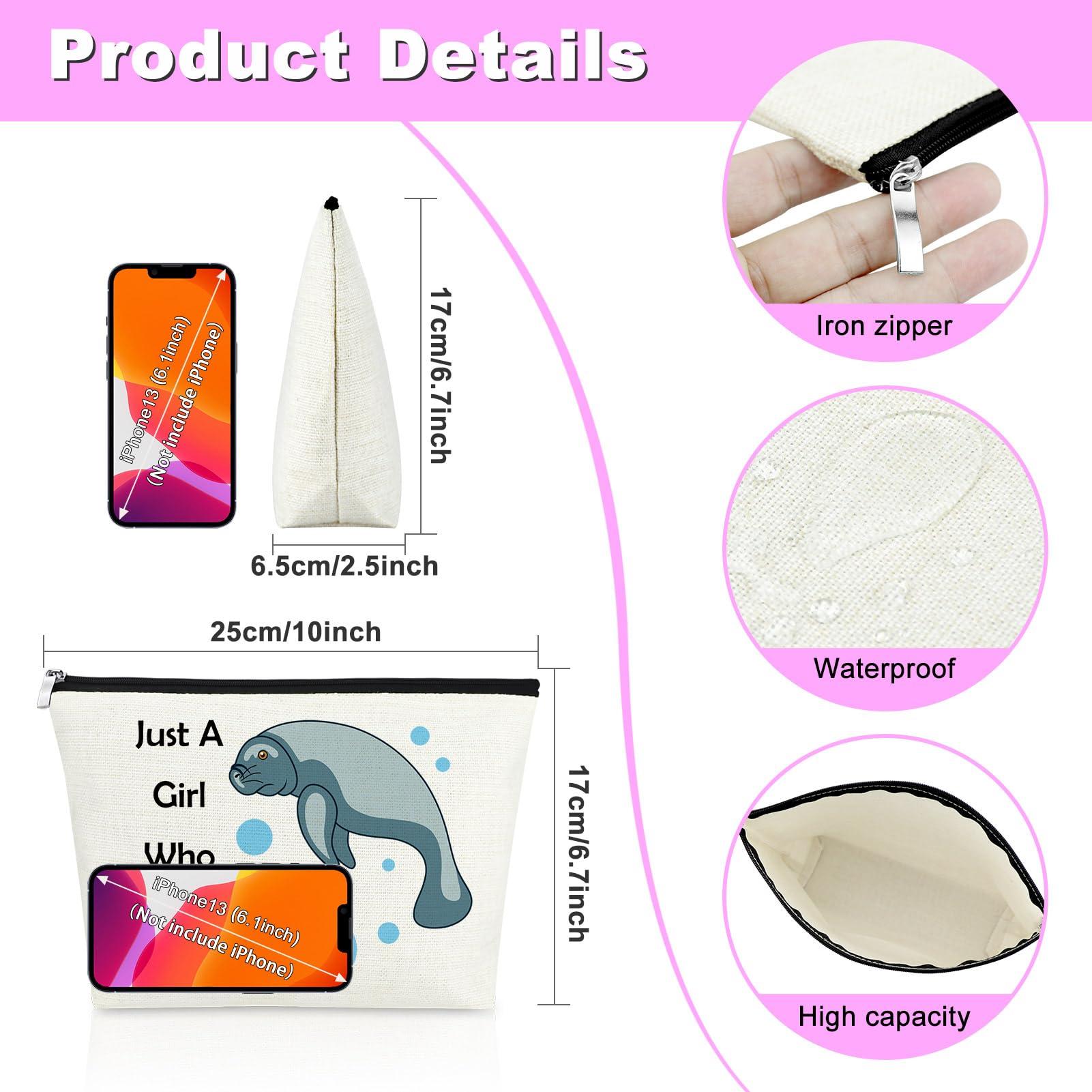 Mxrymvu Manatee Gifts Sea Animal Lover Gift Manatee Makeup Bag Manatee Lover Gift Friendship Gifts for Friends Sister Teen Girls Cosmetic Bag Birthday Christmas Thanksgiving Gifts Travel Cosmetic Pouch