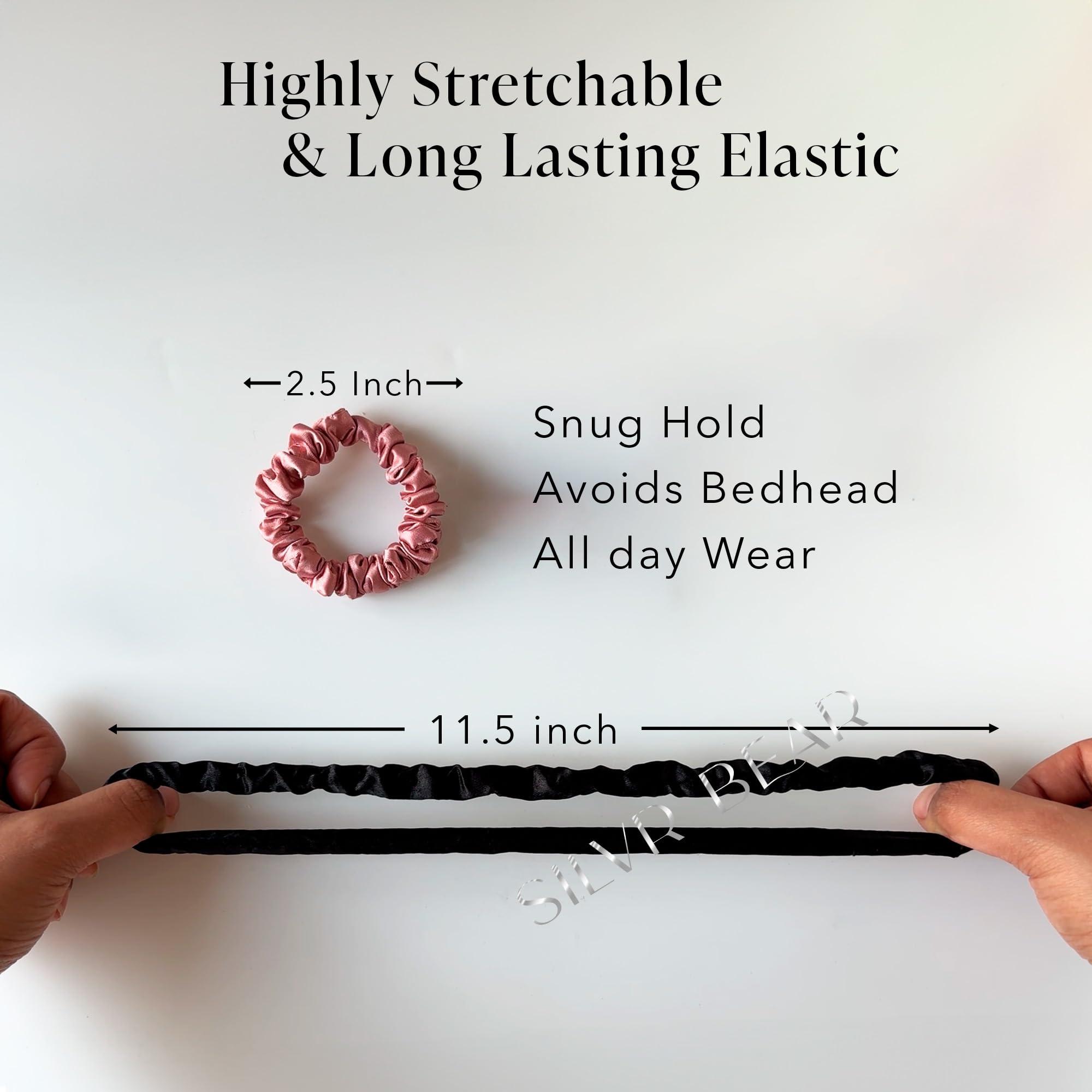 Silvr Bear SILVR BEAR Luxury Satin Scrunchies, Satin Hair Ties for Thick, Thin & Curly Hair, Scrunchies for Women, Girls & Men Softer than Silk Hair Ties (Classic Skinny)