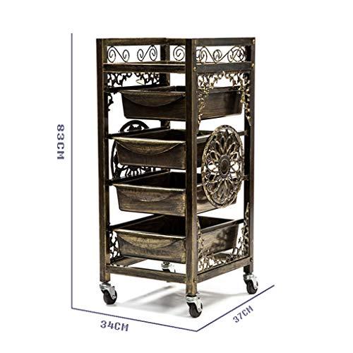 ZY Salon Trolley Retro Salon Hairdressing Trolley, Hairdresser Barber Beauty Storage Hair Spa Roller Tool Cart, Salon Tray with 4 Pullout Drawers