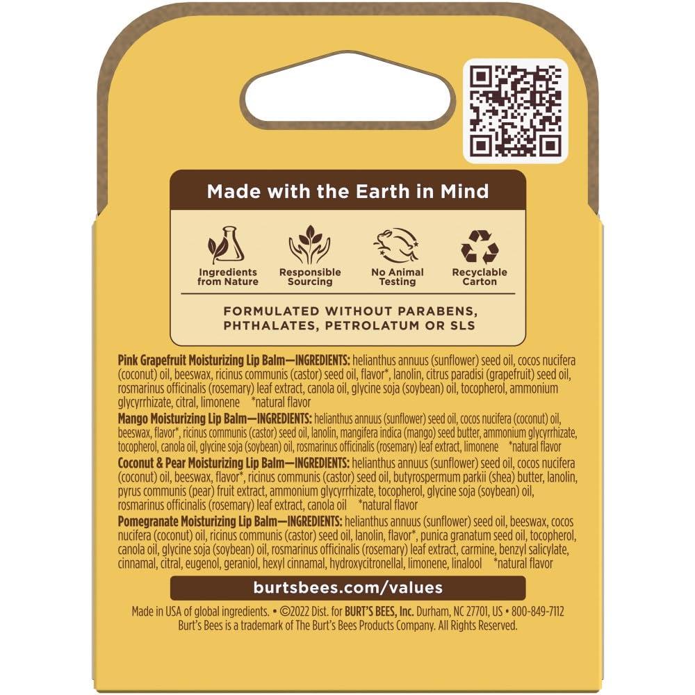 Burt's Bees Superfruit Moisturizing Lip Balm Pack Burt\'s Bees 4 x 0.15 oz 0.15oz Pomegranate Lip Balm