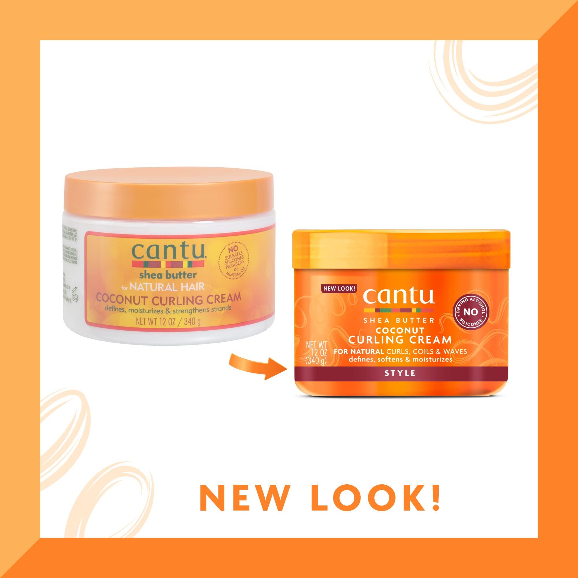 Cantu Cantu Coconut Curling Cream with Shea Butter for Natural Hair, 12 oz & Grow Strong Strengthening Treatment with Shea Butter, 6 oz & Leave-In Conditioning Repair Cream with Argan Oil, 16 oz